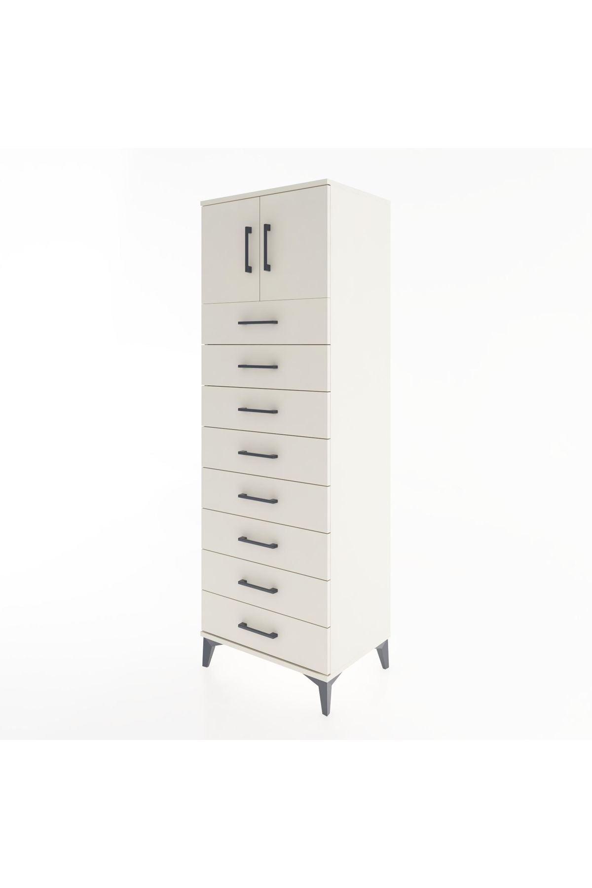 Hyperion Dolap Tek Raflı 8 Çekmeceli 2 Kapaklı 60x44x182 Aytaşı-Aytaşı