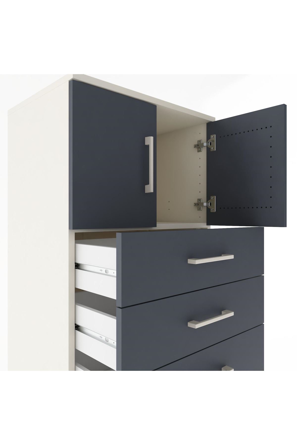 Hyperion Dolap Tek Raflı 8 Çekmeceli 2 Kapaklı 60x44x182 - S56M001V2B