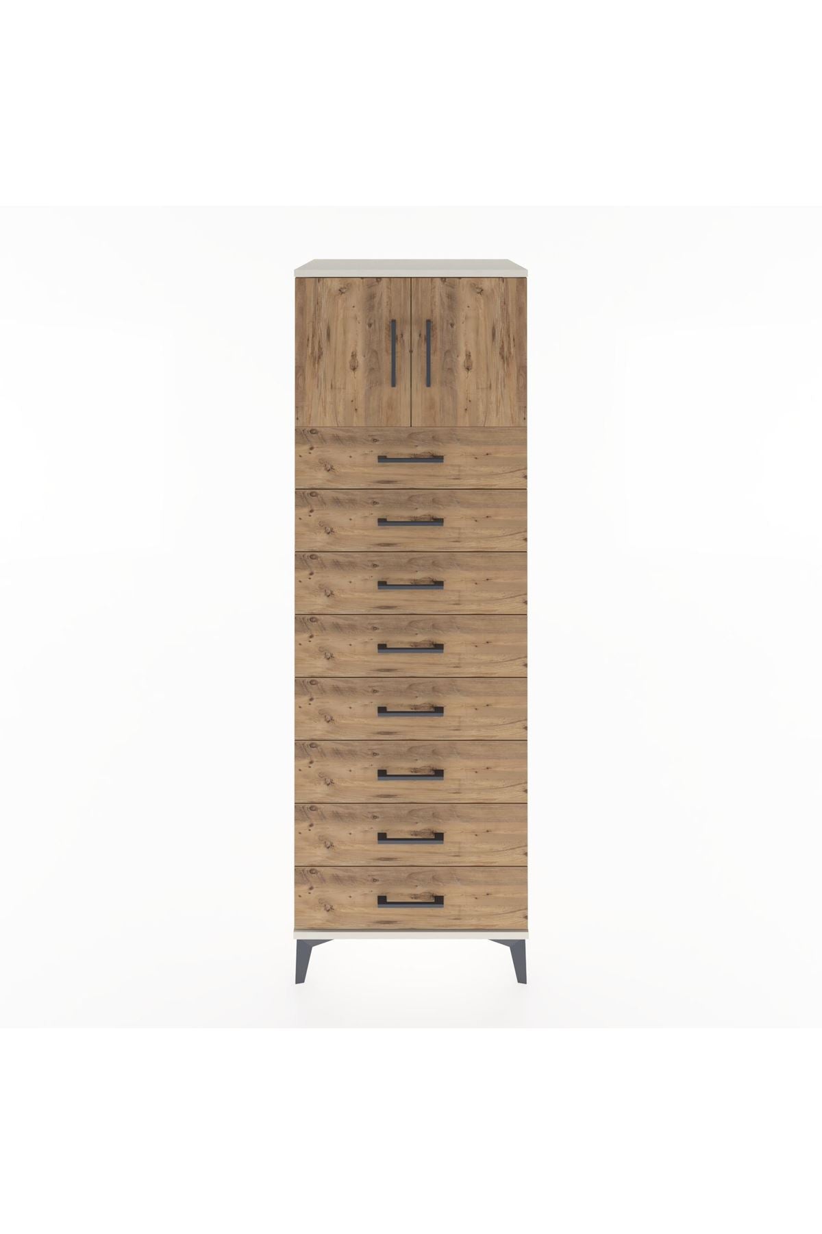 Hyperion Dolap Tek Raflı 8 Çekmeceli 2 Kapaklı 60x44x182 Aytaşı-Çam