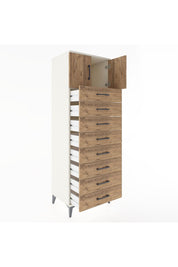 Hyperion Dolap Tek Raflı 8 Çekmeceli 2 Kapaklı 60x44x182 Aytaşı-Çam