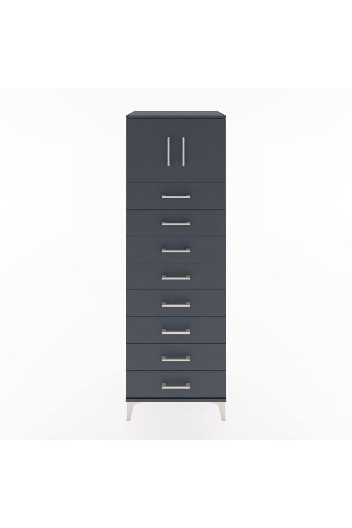 Hyperion Dolap Tek Raflı 8 Çekmeceli 2 Kapaklı 60x44x182 - S56M001V5B