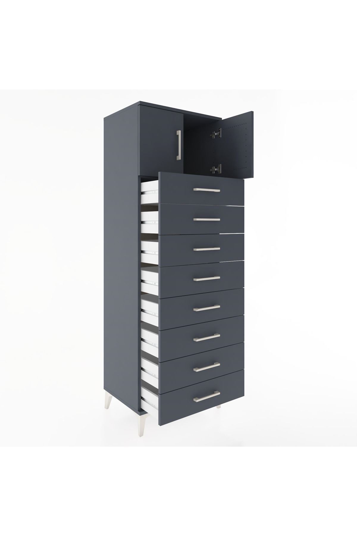 Hyperion Dolap Tek Raflı 8 Çekmeceli 2 Kapaklı 60x44x182 - S56M001V5B