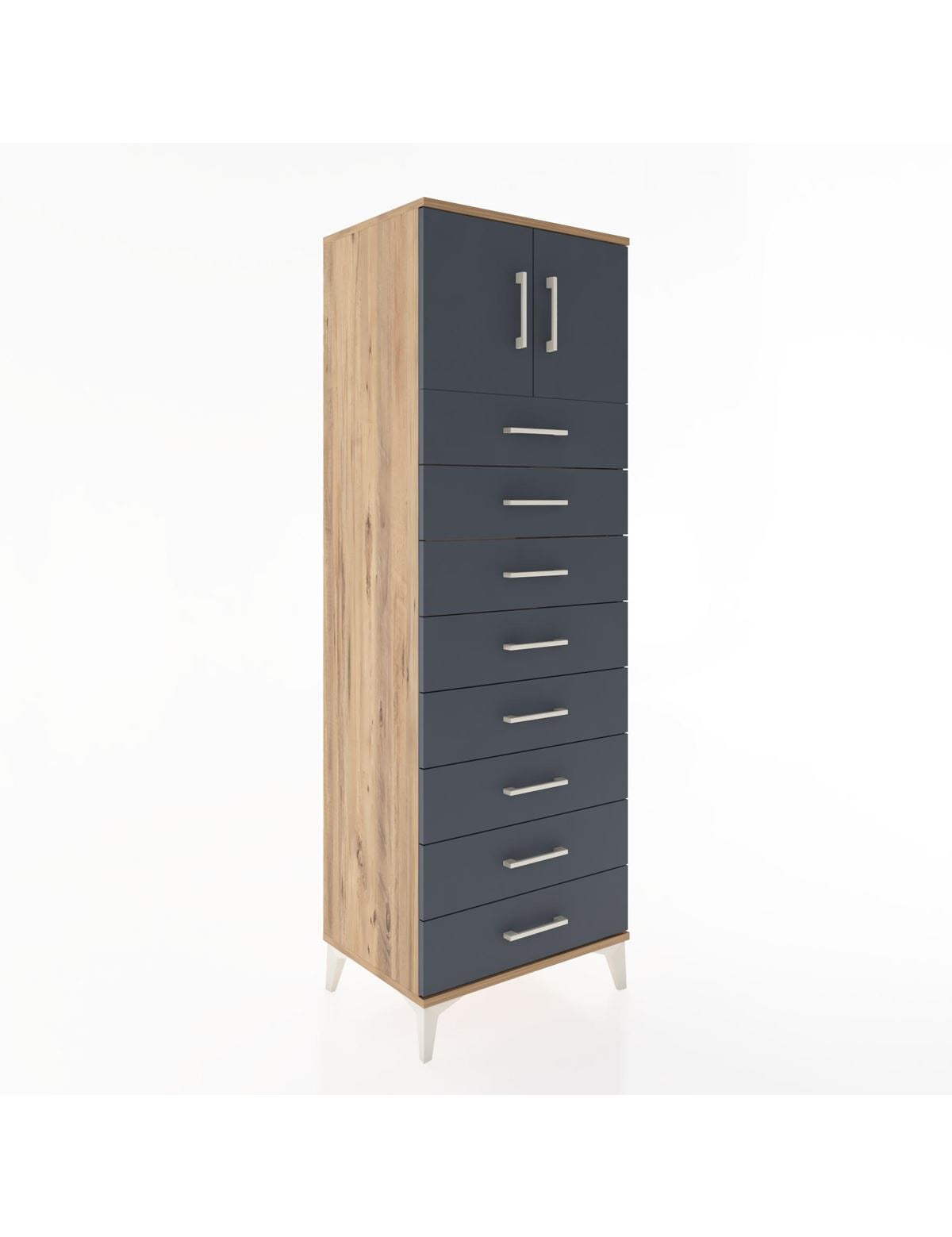 Hyperion Dolap Tek Raflı 8 Çekmeceli 2 Kapaklı 60x44x182 - S56M001V8B