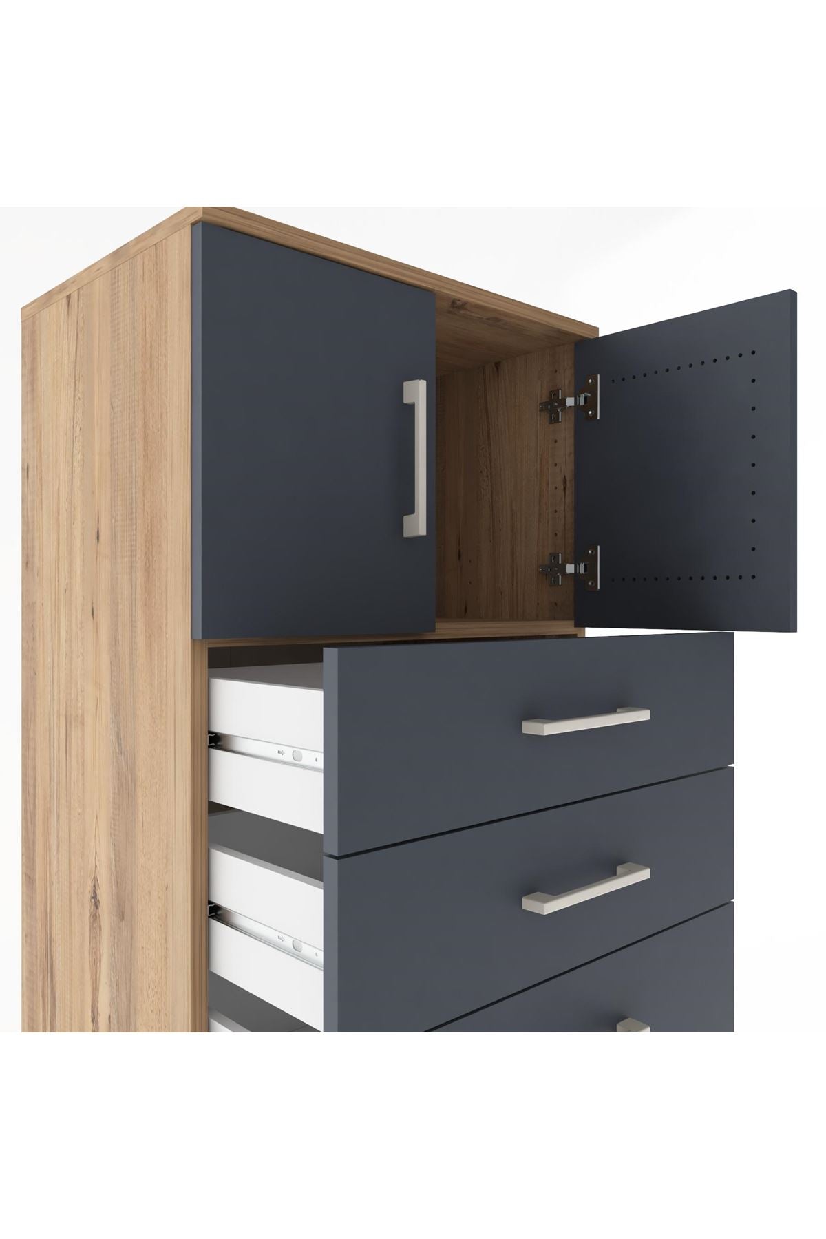 Hyperion Dolap Tek Raflı 8 Çekmeceli 2 Kapaklı 60x44x182 - S56M001V8B