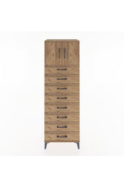 Hyperion Dolap Tek Raflı 8 Çekmeceli 2 Kapaklı 60x44x182 Çam-Çam