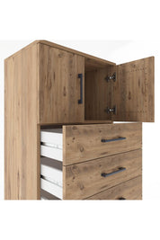 Hyperion Dolap Tek Raflı 8 Çekmeceli 2 Kapaklı 60x44x182 Çam-Çam