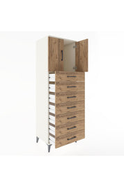 Hyperion Dolap Tek Raflı 7 Çekmeceli 2 Kapaklı 60x44x182 Aytaşı-Çam