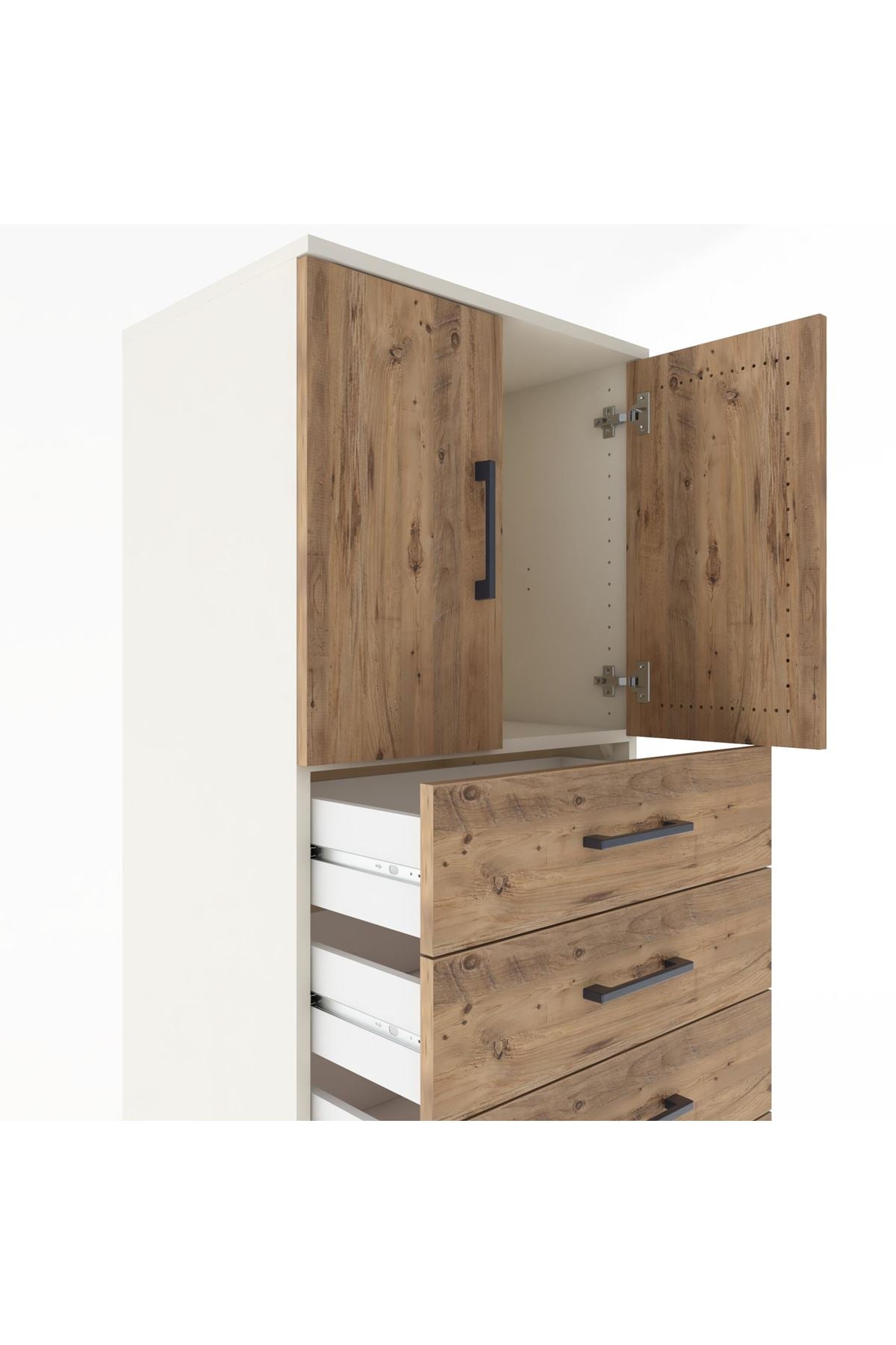 Hyperion Dolap Tek Raflı 7 Çekmeceli 2 Kapaklı 60x44x182 Aytaşı-Çam