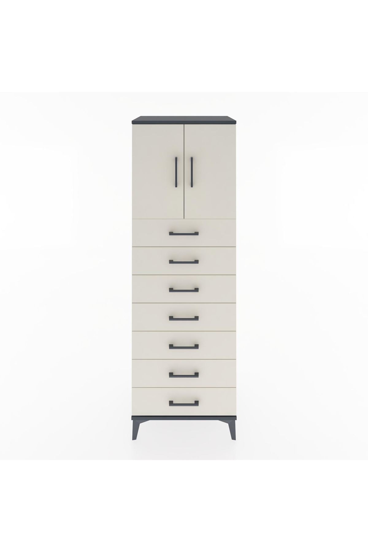Hyperion Dolap Tek Raflı 7 Çekmeceli 2 Kapaklı 60x44x182 - S56M002V4B