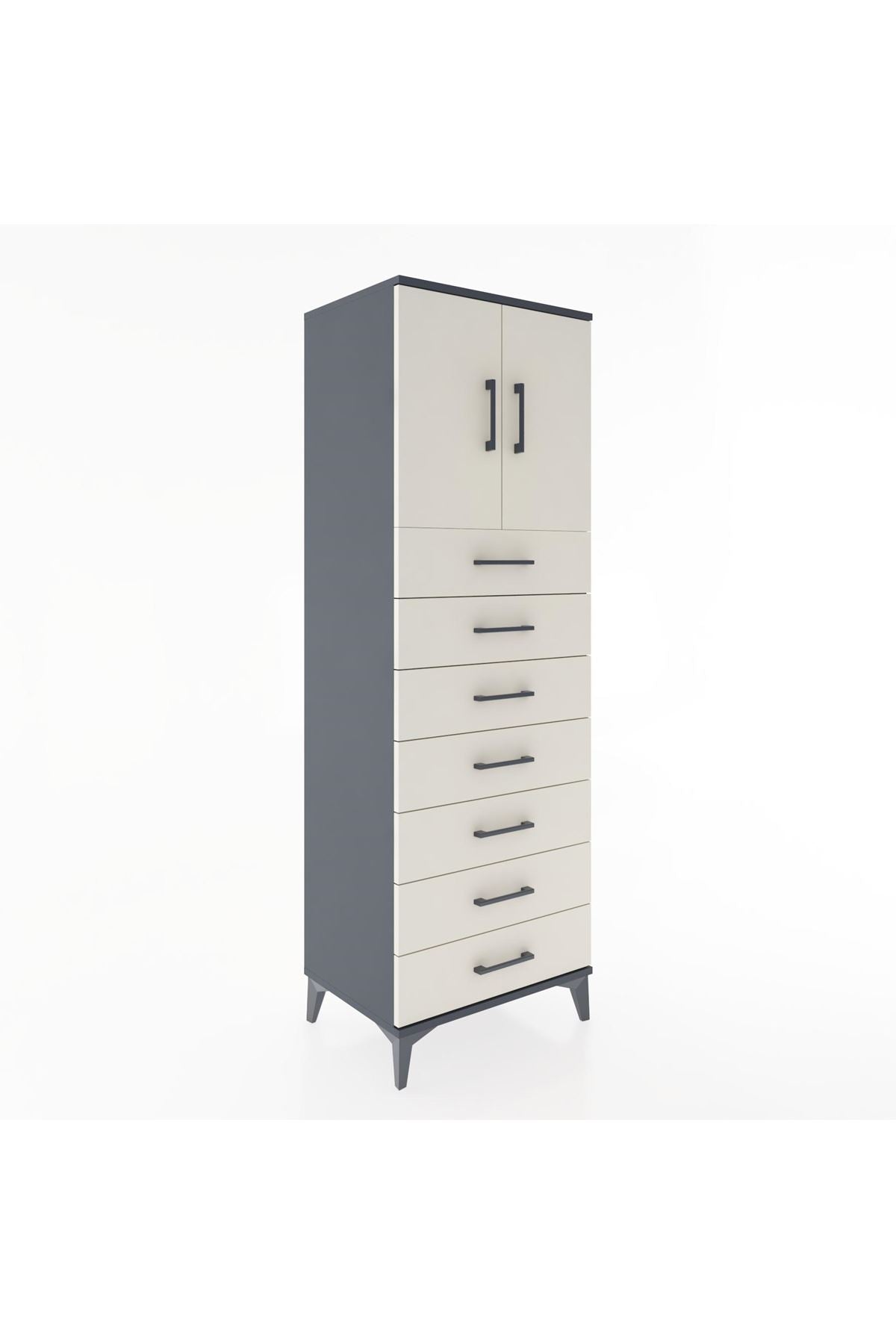 Hyperion Dolap Tek Raflı 7 Çekmeceli 2 Kapaklı 60x44x182 - S56M002V4B