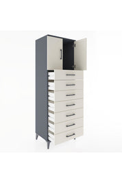Hyperion Dolap Tek Raflı 7 Çekmeceli 2 Kapaklı 60x44x182 - S56M002V4B