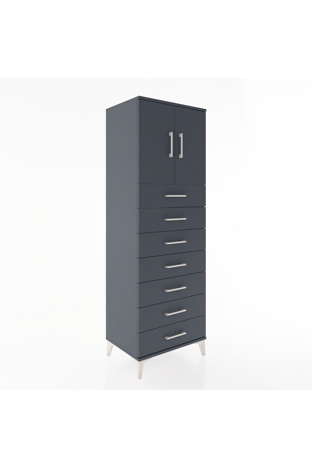 Hyperion Dolap Tek Raflı 7 Çekmeceli 2 Kapaklı 60x44x182 - S56M002V5B