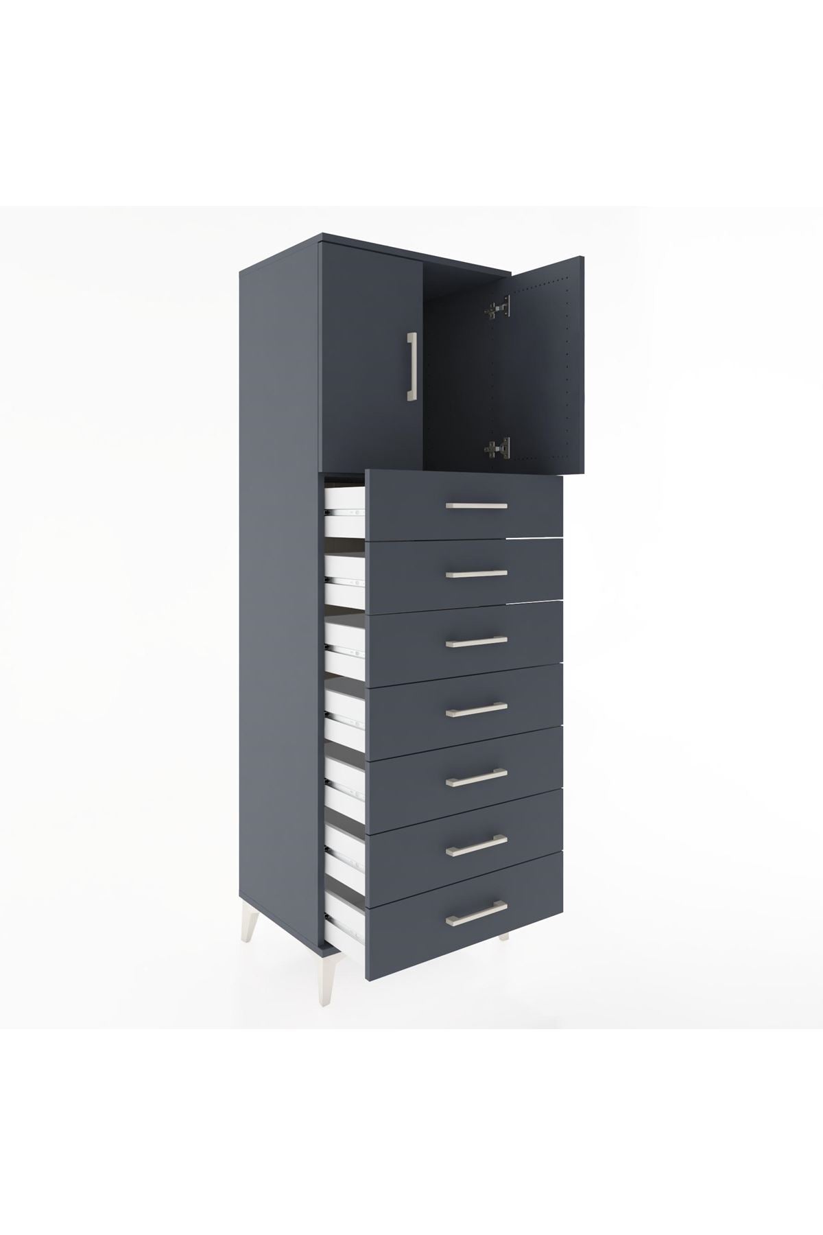 Hyperion Dolap Tek Raflı 7 Çekmeceli 2 Kapaklı 60x44x182 - S56M002V5B