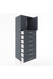 Hyperion Dolap Tek Raflı 7 Çekmeceli 2 Kapaklı 60x44x182 - S56M002V5B
