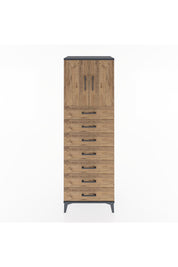 Hyperion Dolap Tek Raflı 7 Çekmeceli 2 Kapaklı 60x44x182 Antrasit-Çam