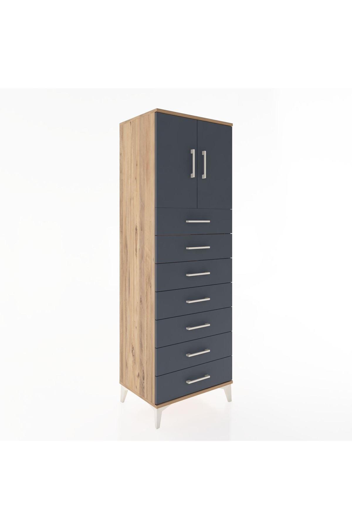 Hyperion Dolap Tek Raflı 7 Çekmeceli 2 Kapaklı 60x44x182 - S56M002V8B