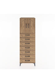 Hyperion Dolap Tek Raflı 7 Çekmeceli 2 Kapaklı 60x44x182 Çam-Çam