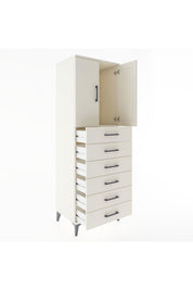 Hyperion Dolap Tek Raflı 6 Çekmeceli 2 Kapaklı 60x44x182 - S56M003V1B