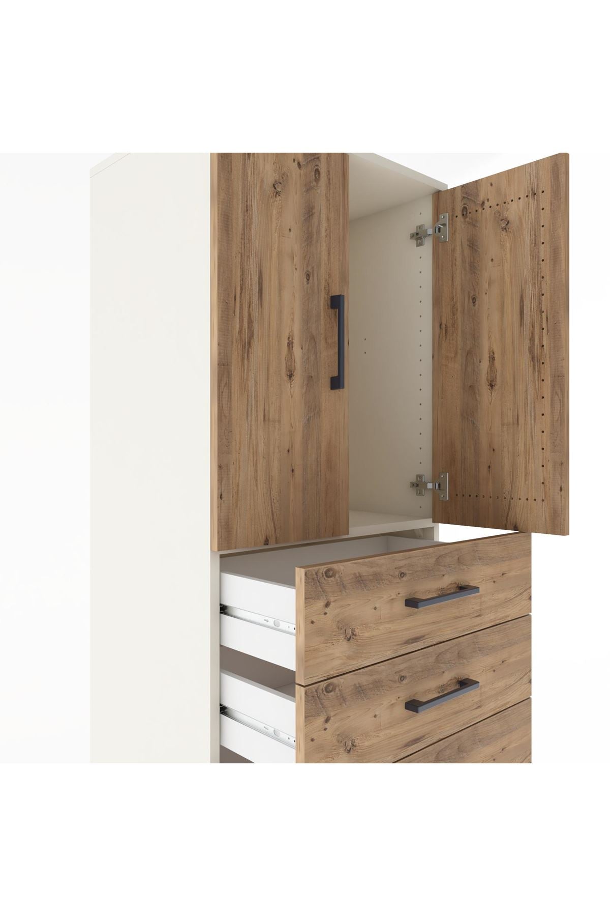 Hyperion Dolap Tek Raflı 6 Çekmeceli 2 Kapaklı 60x44x182 - S56M003V3B