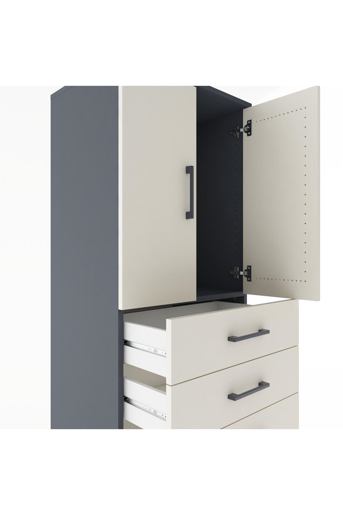 Hyperion Dolap Tek Raflı 6 Çekmeceli 2 Kapaklı 60x44x182 - S56M003V4B