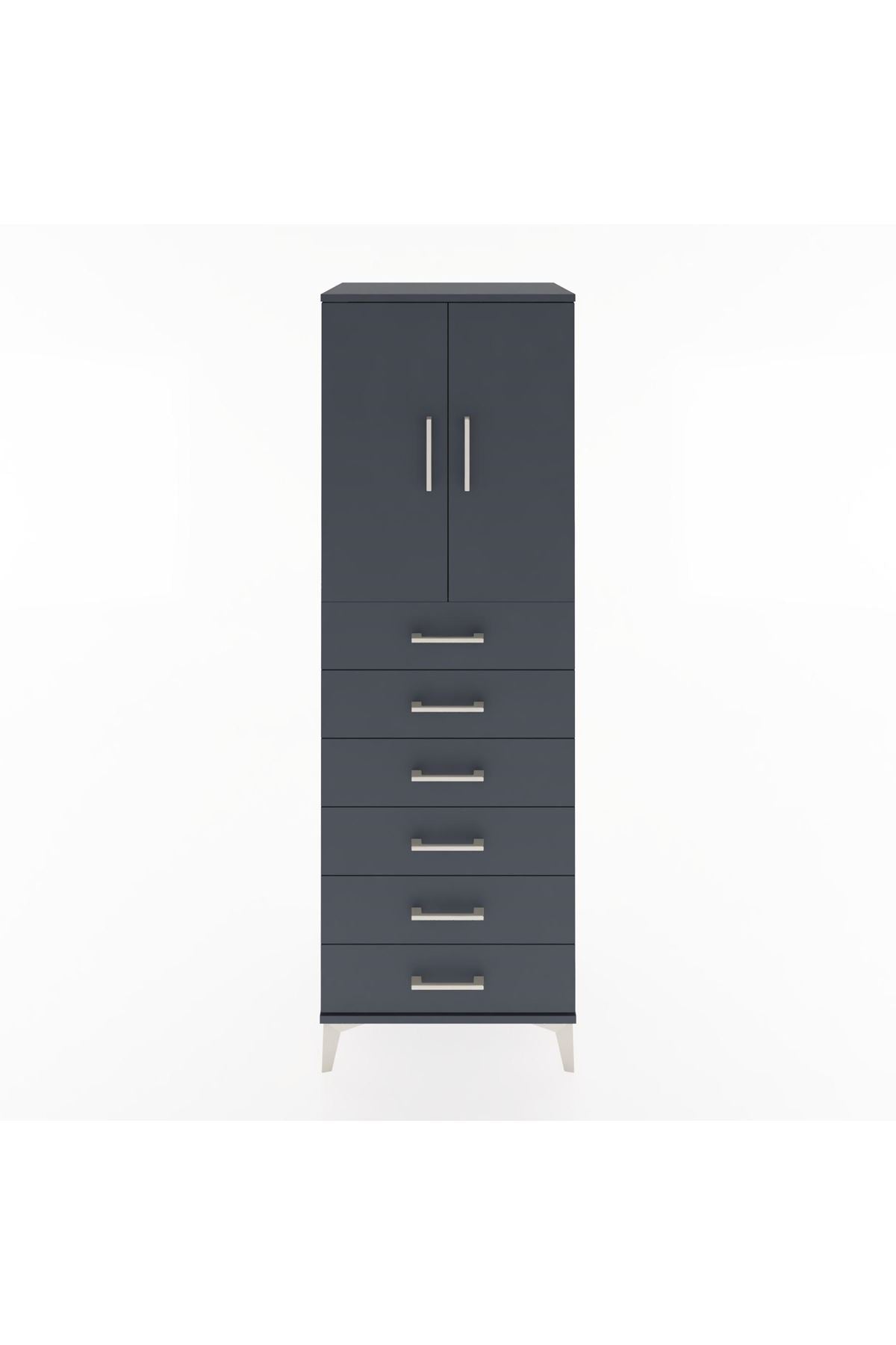 Hyperion Dolap Tek Raflı 6 Çekmeceli 2 Kapaklı 60x44x182 - S56M003V5B