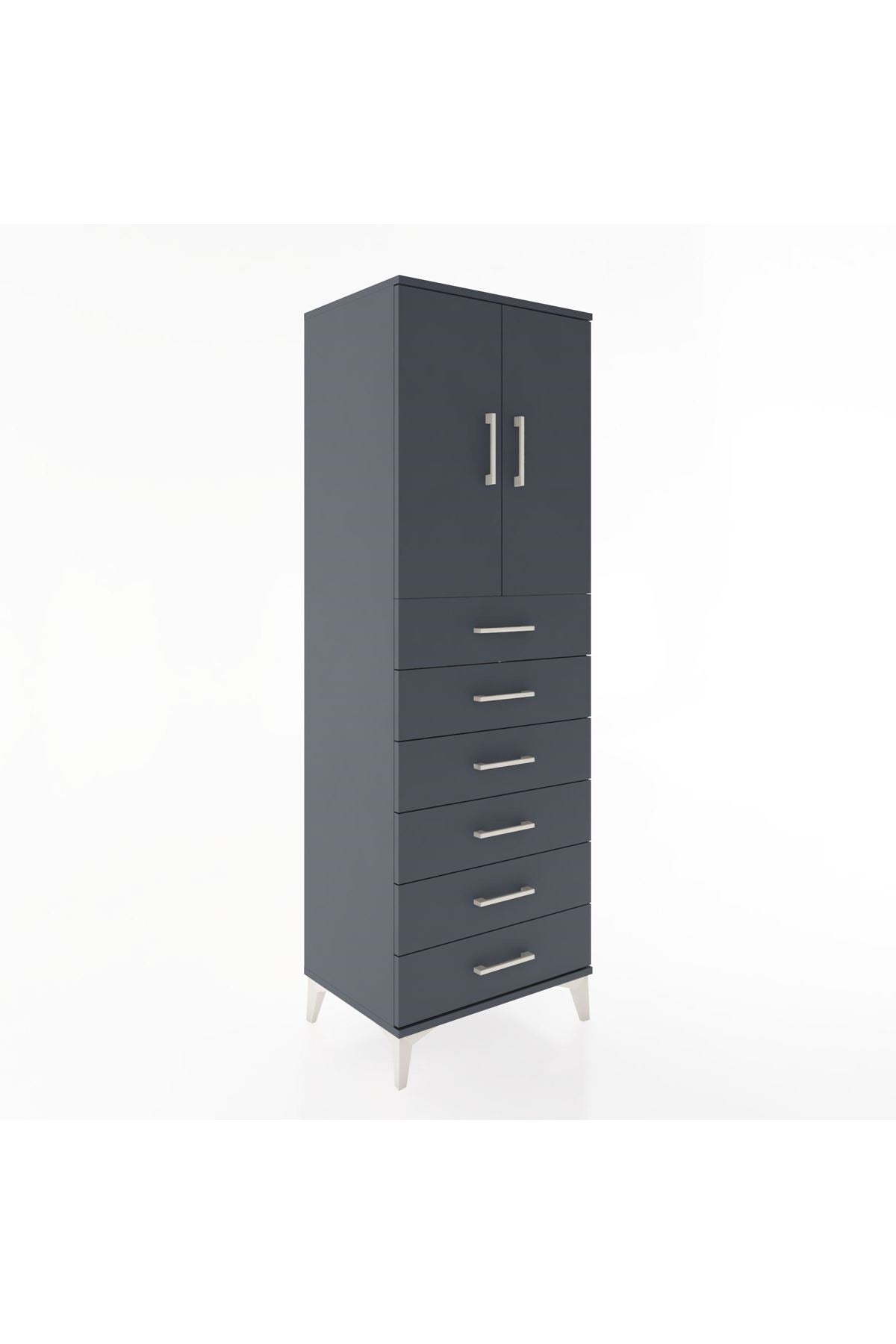 Hyperion Dolap Tek Raflı 6 Çekmeceli 2 Kapaklı 60x44x182 - S56M003V5B