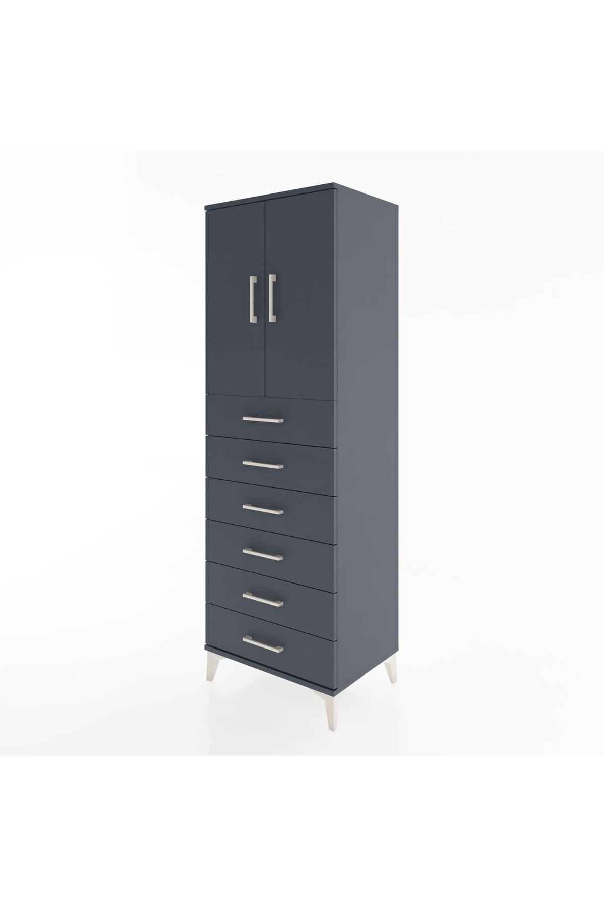 Hyperion Dolap Tek Raflı 6 Çekmeceli 2 Kapaklı 60x44x182 - S56M003V5B
