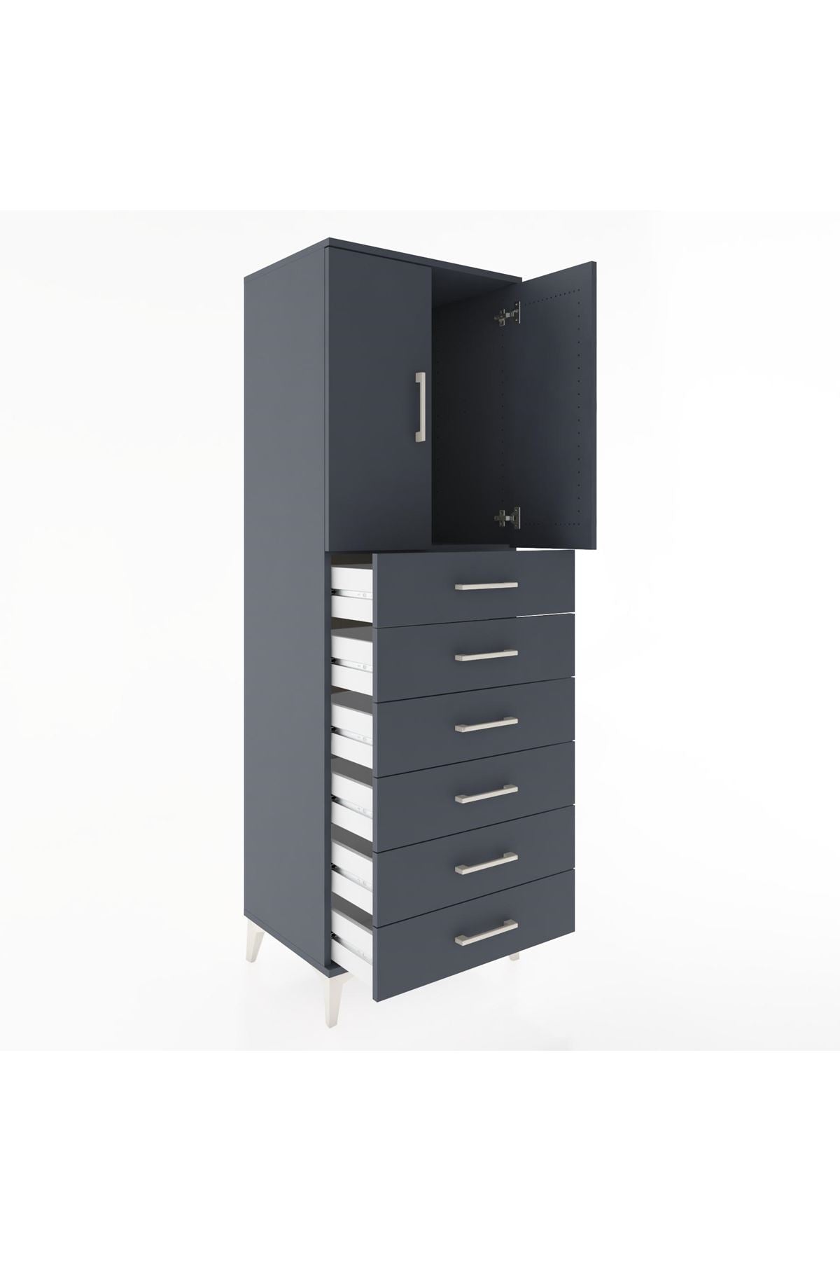 Hyperion Dolap Tek Raflı 6 Çekmeceli 2 Kapaklı 60x44x182 - S56M003V5B