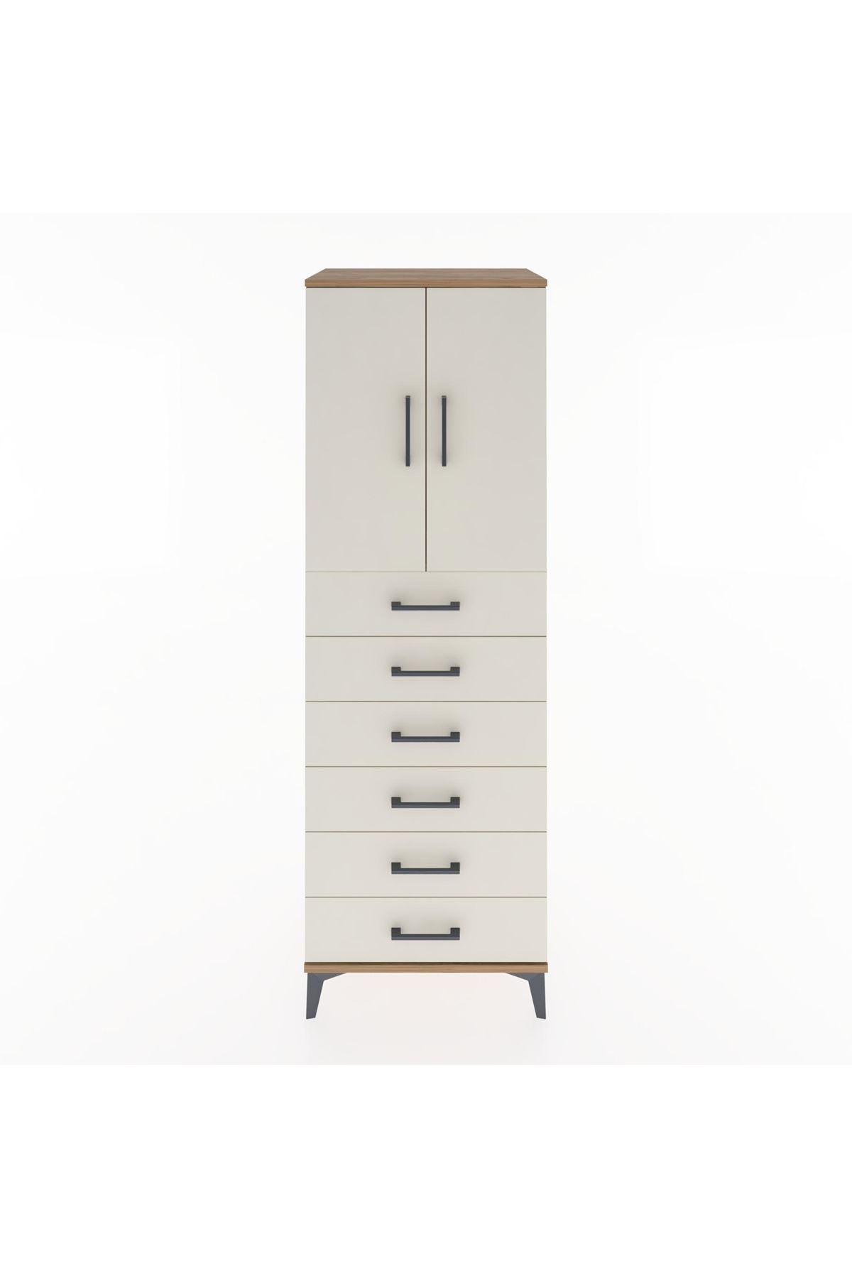 Hyperion Dolap Tek Raflı 6 Çekmeceli 2 Kapaklı 60x44x182 - S56M003V7B