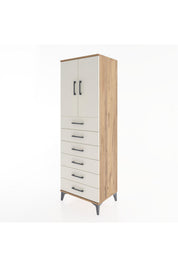 Hyperion Dolap Tek Raflı 6 Çekmeceli 2 Kapaklı 60x44x182 - S56M003V7B
