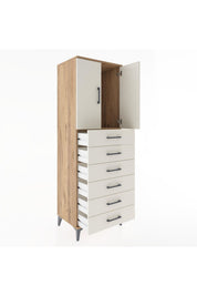 Hyperion Dolap Tek Raflı 6 Çekmeceli 2 Kapaklı 60x44x182 - S56M003V7B