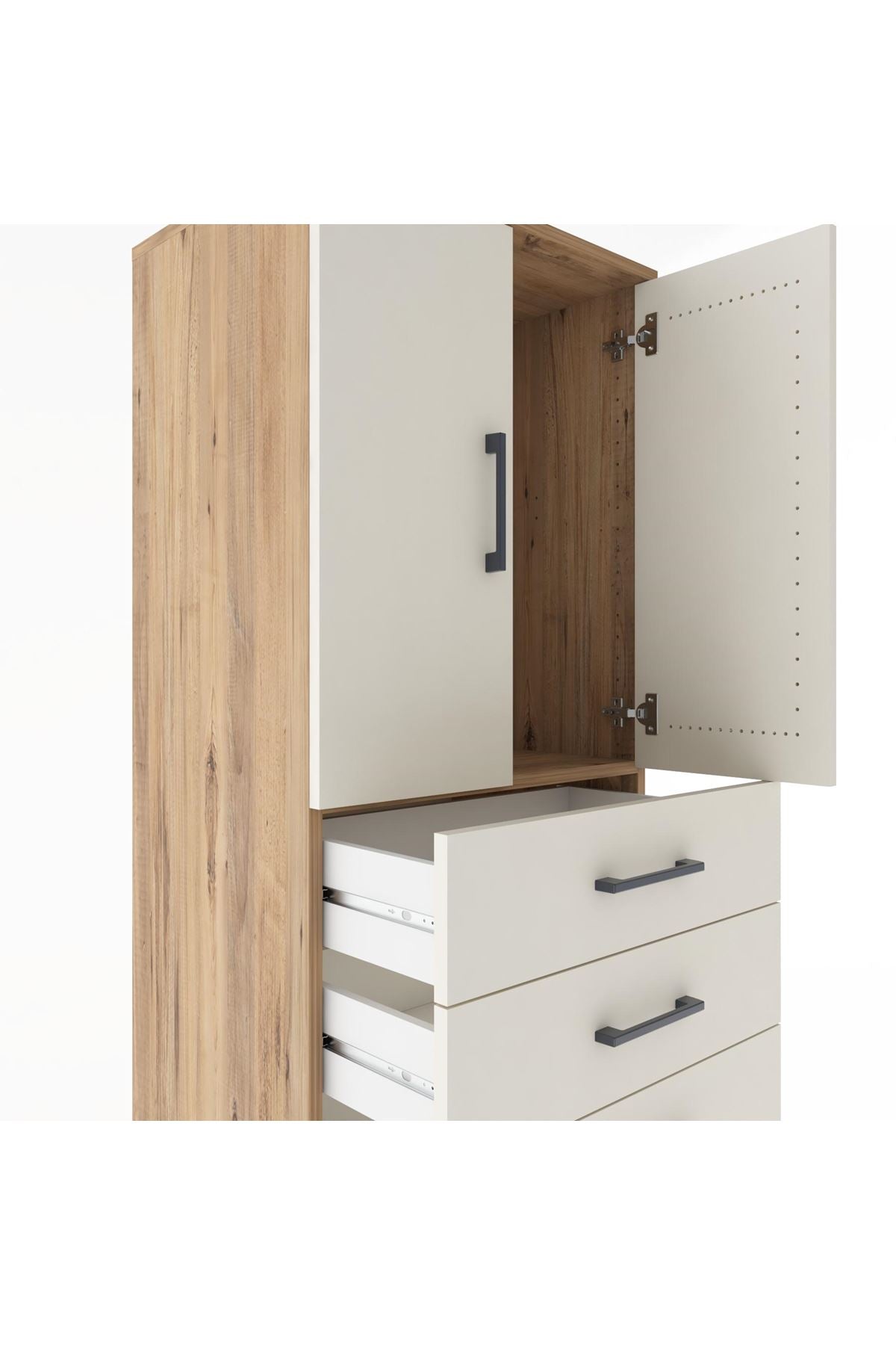 Hyperion Dolap Tek Raflı 6 Çekmeceli 2 Kapaklı 60x44x182 - S56M003V7B