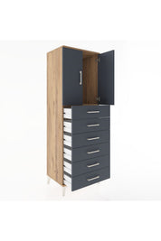 Hyperion Dolap Tek Raflı 6 Çekmeceli 2 Kapaklı 60x44x182 - S56M003V8B