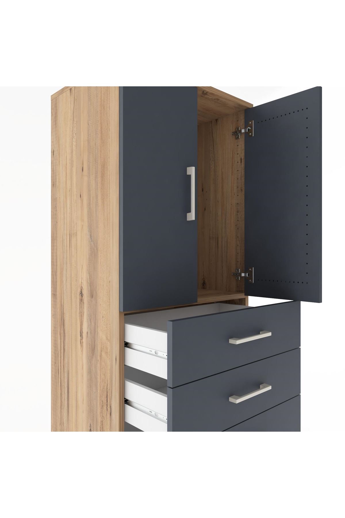 Hyperion Dolap Tek Raflı 6 Çekmeceli 2 Kapaklı 60x44x182 - S56M003V8B
