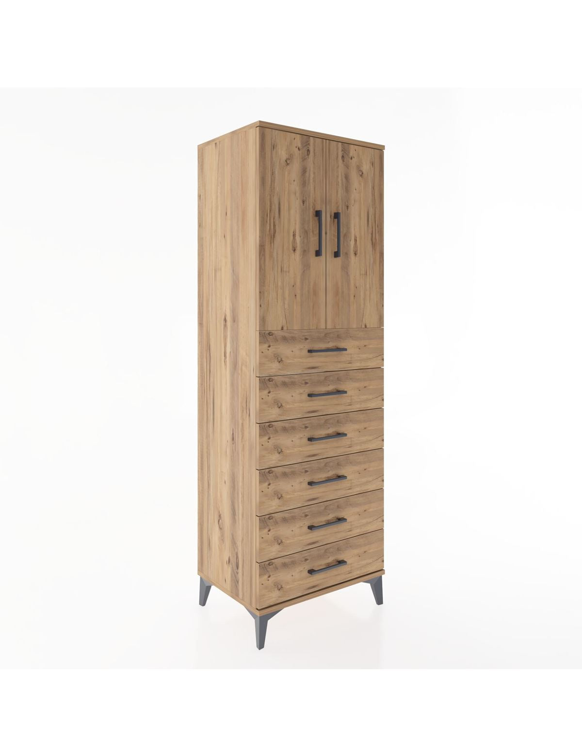 Hyperion Dolap Tek Raflı 6 Çekmeceli 2 Kapaklı 60x44x182 - S56M003V9B
