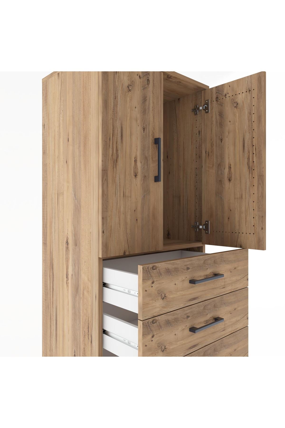 Hyperion Dolap Tek Raflı 6 Çekmeceli 2 Kapaklı 60x44x182 - S56M003V9B