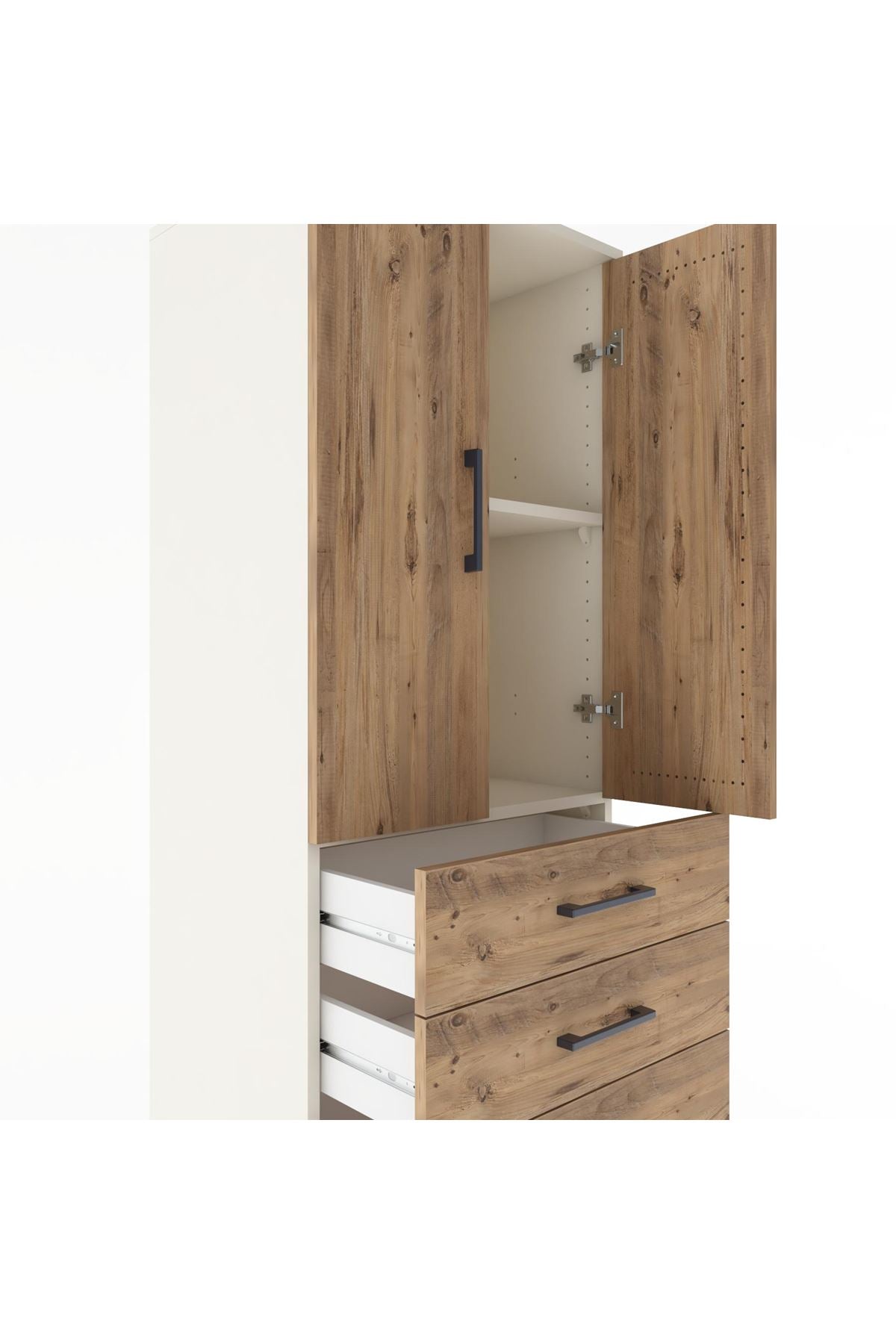 Hyperion Dolap 2 Raflı 5 Çekmeceli 2 Kapaklı 60x44x182 Aytaşı-Çam