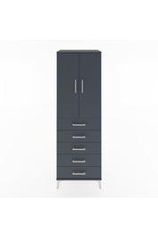 Hyperion Dolap 2 Raflı 5 Çekmeceli 2 Kapaklı 60x44x182 Antrasit-Antrasit