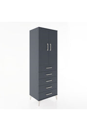 Hyperion Dolap 2 Raflı 5 Çekmeceli 2 Kapaklı 60x44x182 Antrasit-Antrasit