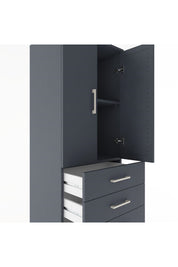 Hyperion Dolap 2 Raflı 5 Çekmeceli 2 Kapaklı 60x44x182 Antrasit-Antrasit