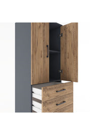 Hyperion Dolap 2 Raflı 5 Çekmeceli 2 Kapaklı 60x44x182 Antrasit-Çam