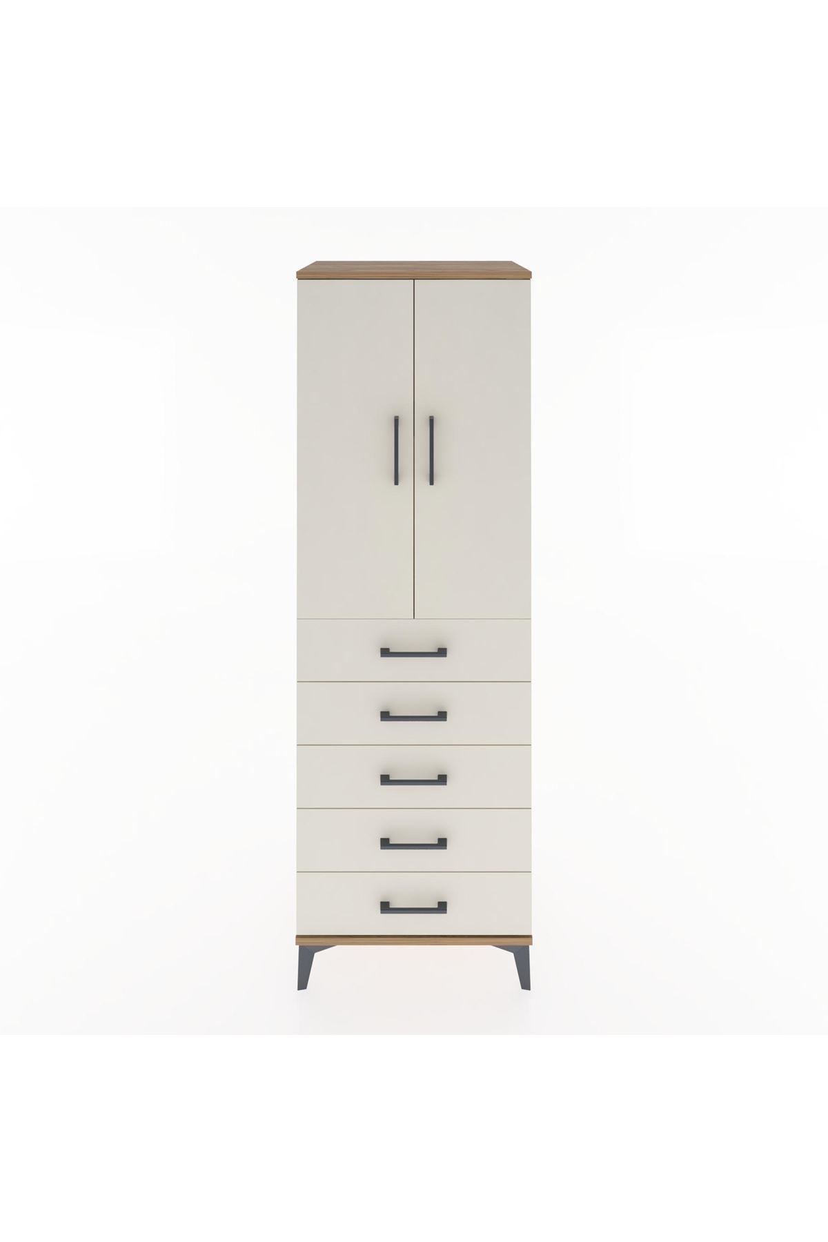 Hyperion Dolap 2 Raflı 5 Çekmeceli 2 Kapaklı 60x44x182 Çam-Aytaşı