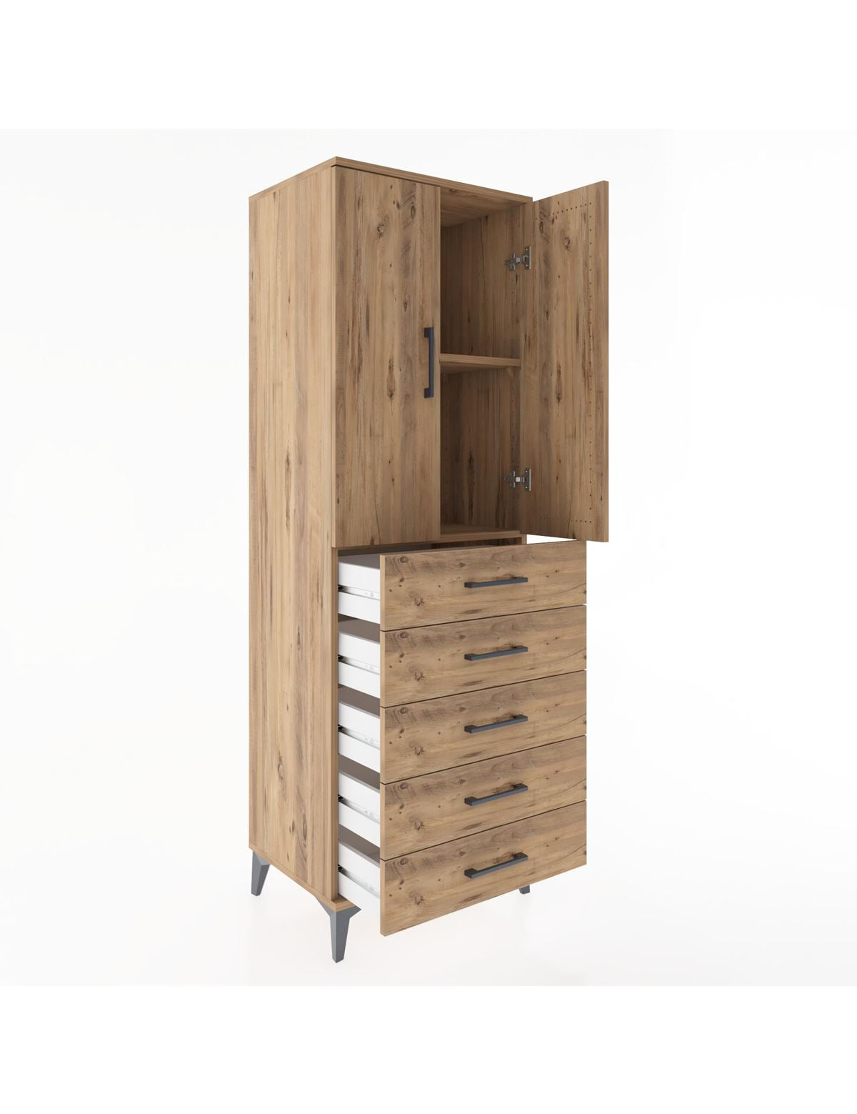 Hyperion Dolap 2 Raflı 5 Çekmeceli 2 Kapaklı 60x44x182 - S56M004V9B