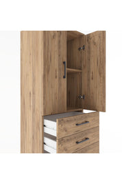 Hyperion Dolap 2 Raflı 5 Çekmeceli 2 Kapaklı 60x44x182 Çam-Çam