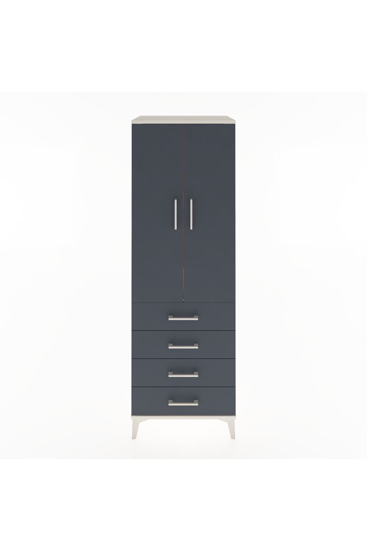 Hyperion Dolap 2 Raflı 4 Çekmeceli 2 Kapaklı 60x44x182 Aytaşı-Antrasit