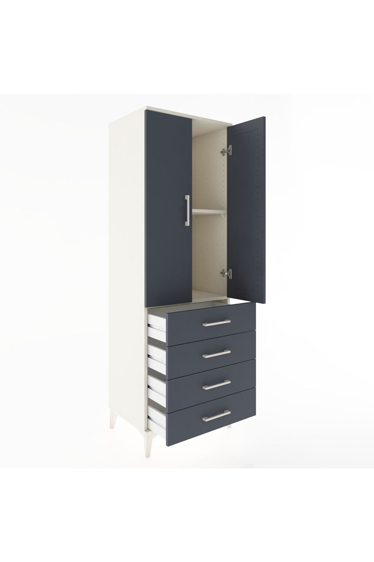 Hyperion Dolap 2 Raflı 4 Çekmeceli 2 Kapaklı 60x44x182 Aytaşı-Antrasit