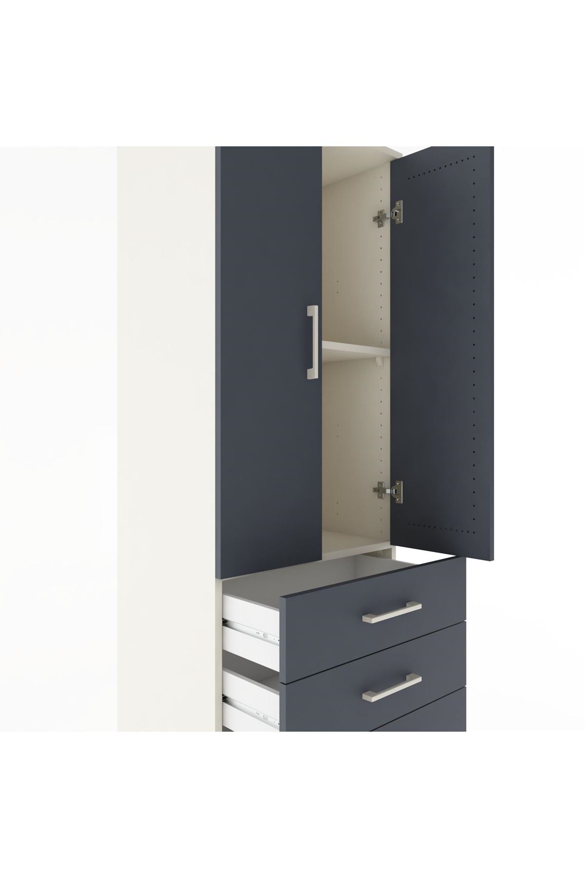 Hyperion Dolap 2 Raflı 4 Çekmeceli 2 Kapaklı 60x44x182 Aytaşı-Antrasit