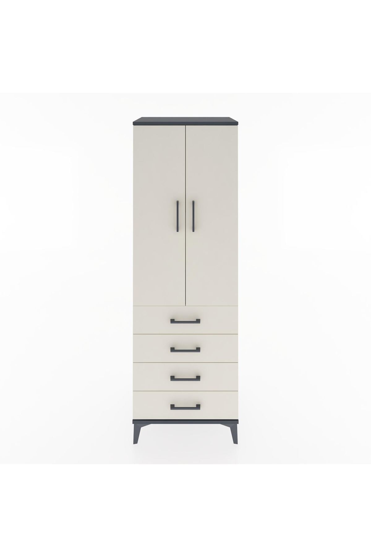 Hyperion Dolap 2 Raflı 4 Çekmeceli 2 Kapaklı 60x44x182 Antrasit-Aytaşı