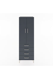 Hyperion Dolap 2 Raflı 4 Çekmeceli 2 Kapaklı 60x44x182 Antrasit-Antrasit