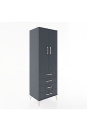 Hyperion Dolap 2 Raflı 4 Çekmeceli 2 Kapaklı 60x44x182 Antrasit-Antrasit